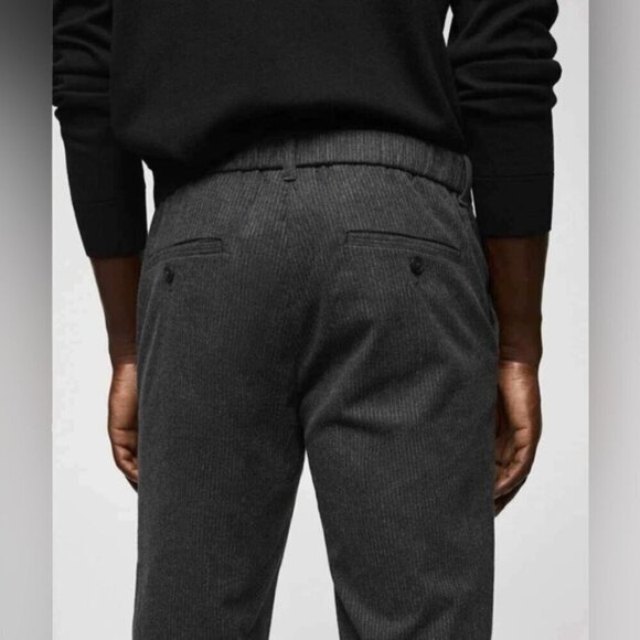 Mango - Men's Pinstripe cotton slim-fit trousers -Dark Heather Grey. Size: 36 US - Picture 12 of 16